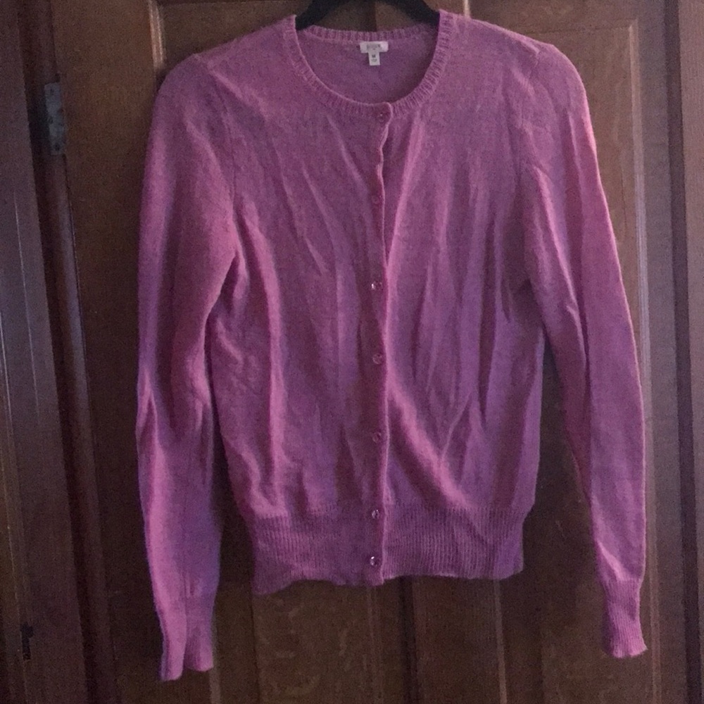 Light purple cardigan w/ jewel buttons.